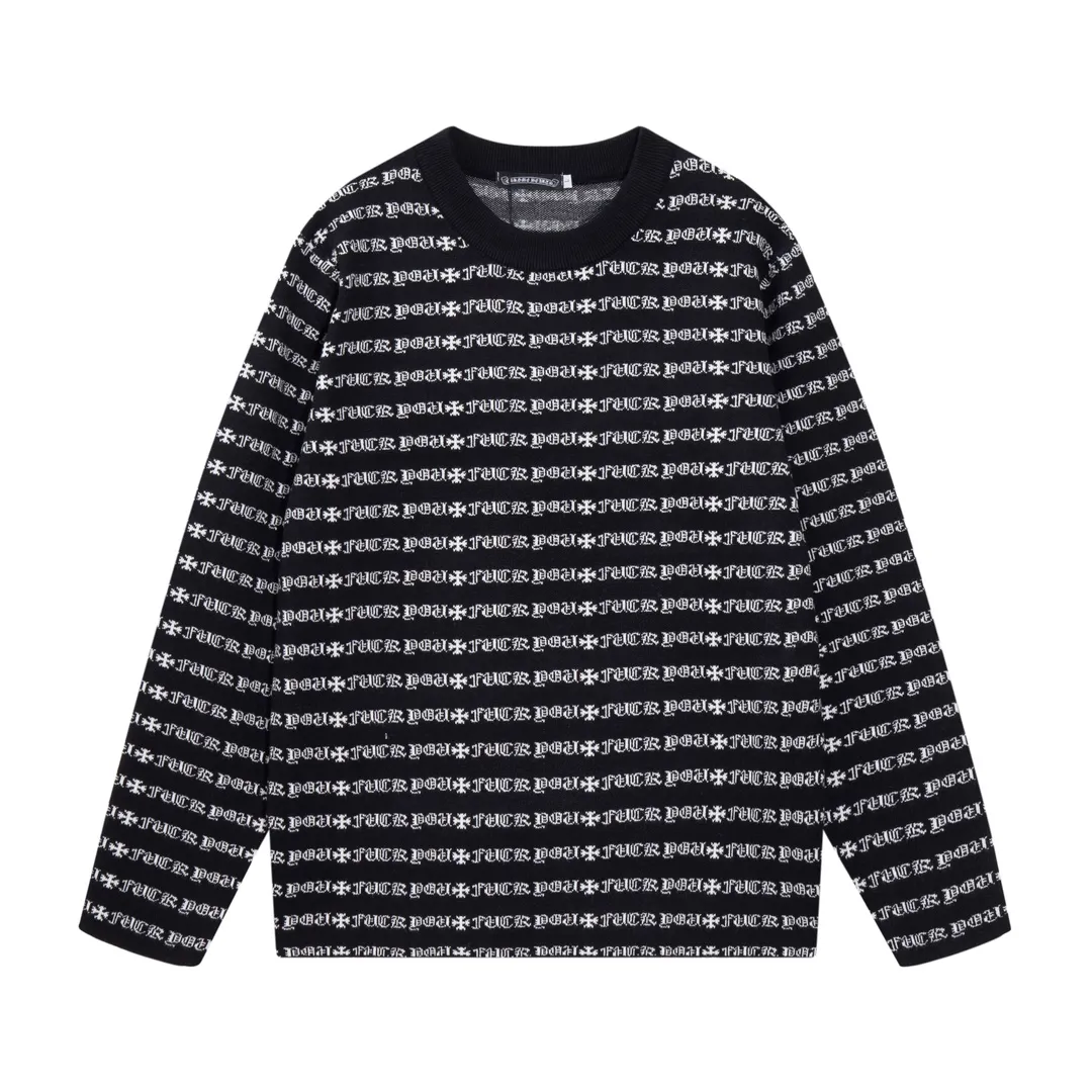 P300 Chrome Hearts Chrome Hearts all over printed wool sweater Color: Black Yellow Size: S M L XL XXL